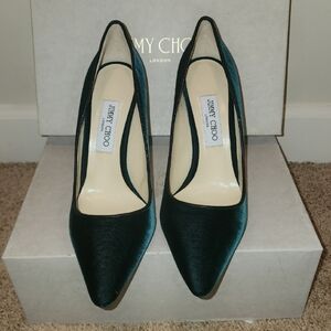 Authentic Jimmy Choo Dark Green Velvet Heels